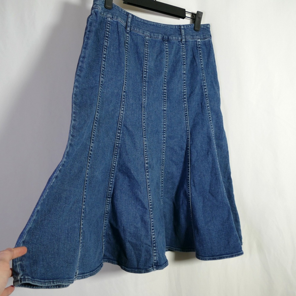 Charter Club Womens Patchwork Denim Midi Skirt Size 4 Country Western Rodeo